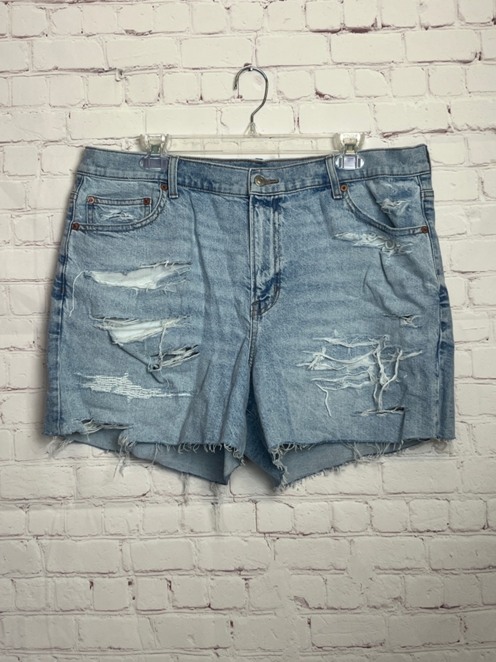 AE Strigid Super High-Waisted Relaxed Distressed Denim Short
